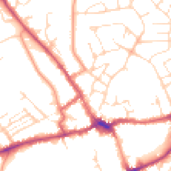 Daytime road noise heatmap for LE16 7AJ