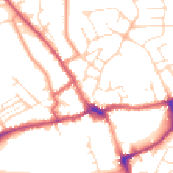 Daytime road noise heatmap for LE16 7AL