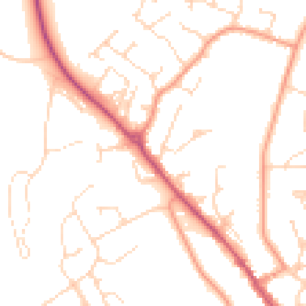 Daytime road noise heatmap for LE16 7AN