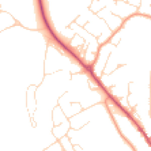 Daytime road noise heatmap for LE16 7AR