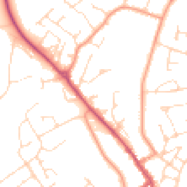 Daytime road noise heatmap for LE16 7AS