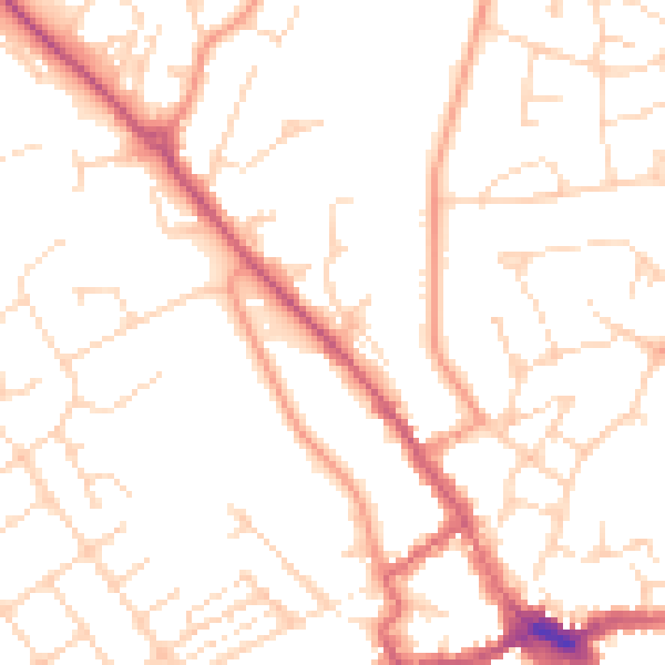 Daytime road noise heatmap for LE16 7AU