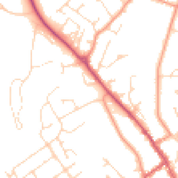 Daytime road noise heatmap for LE16 7AY