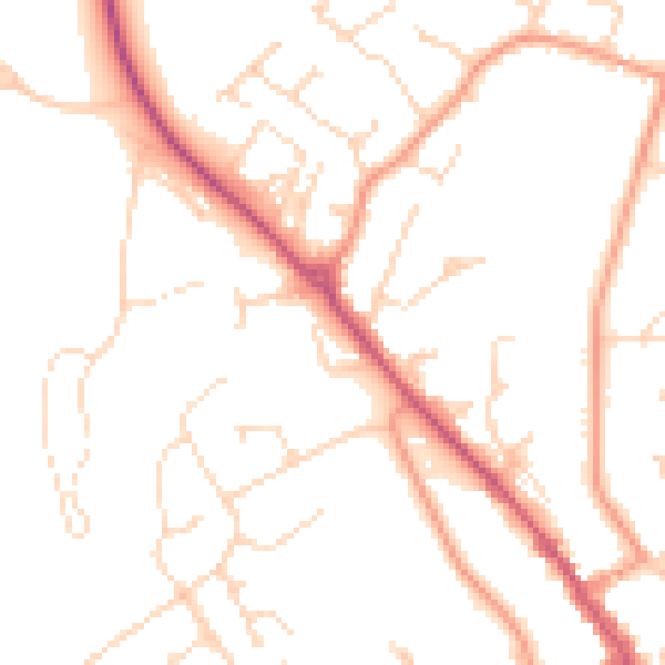 Daytime road noise heatmap for LE16 7AZ