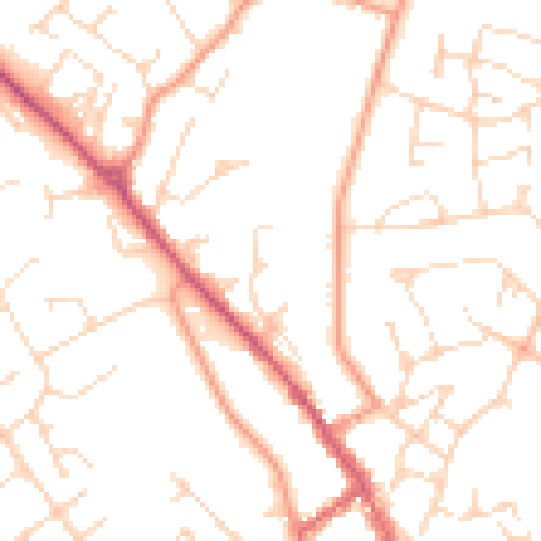 Daytime road noise heatmap for LE16 7BD