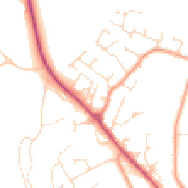 Daytime road noise heatmap for LE16 7BE