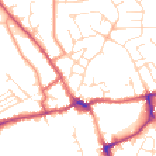 Daytime road noise heatmap for LE16 7BF