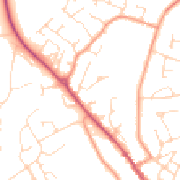 Daytime road noise heatmap for LE16 7BL