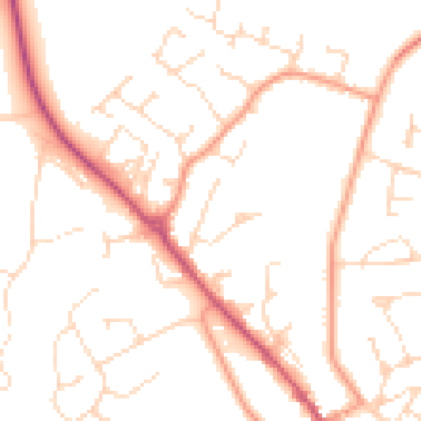 Daytime road noise heatmap for LE16 7BQ