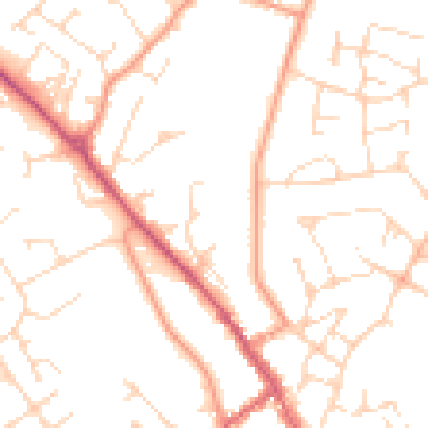 Daytime road noise heatmap for LE16 7BS