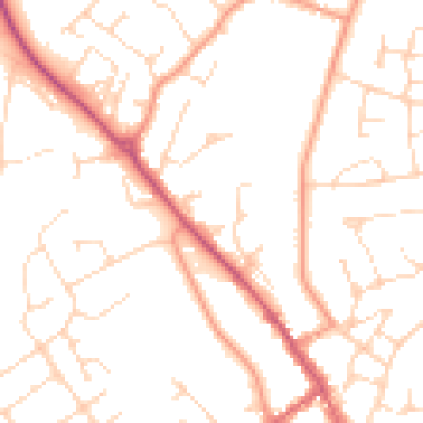 Daytime road noise heatmap for LE16 7BT