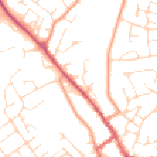 Daytime road noise heatmap for LE16 7BU