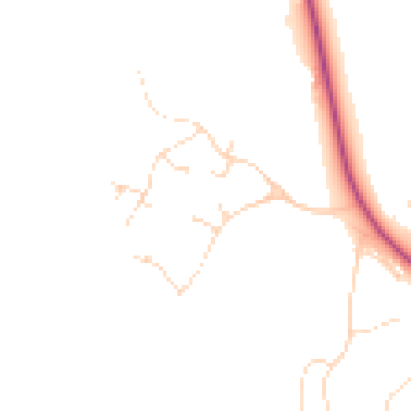 Daytime road noise heatmap for LE16 7BZ