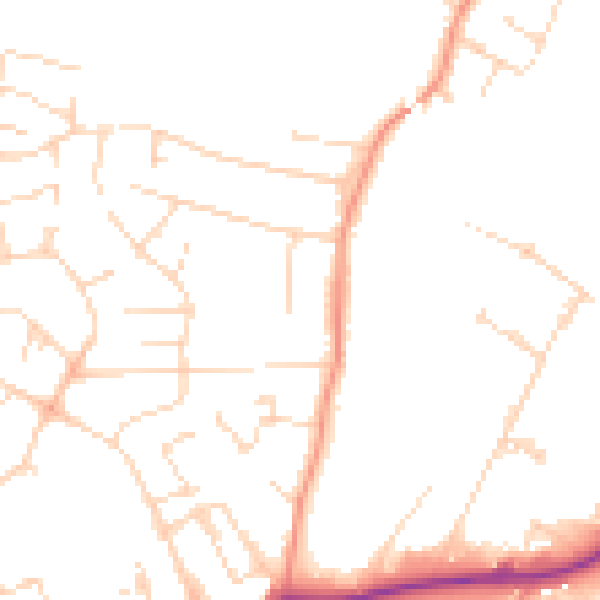 Daytime road noise heatmap for LE16 7DA