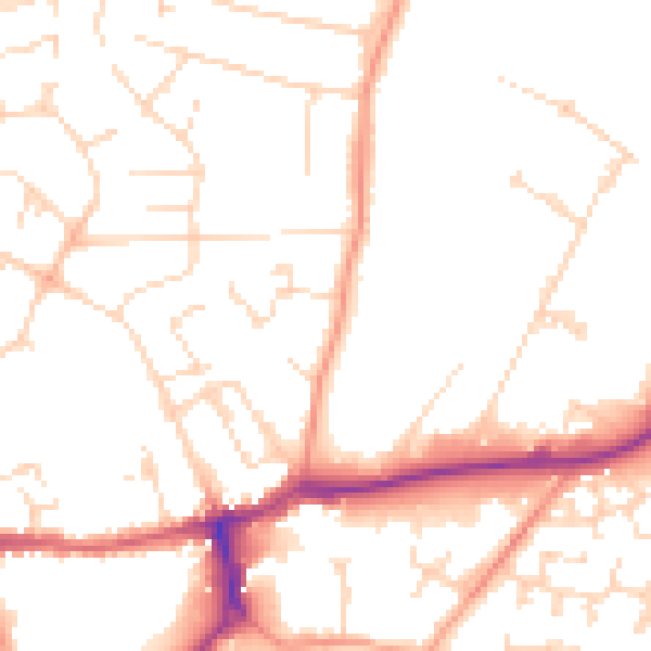 Daytime road noise heatmap for LE16 7DE
