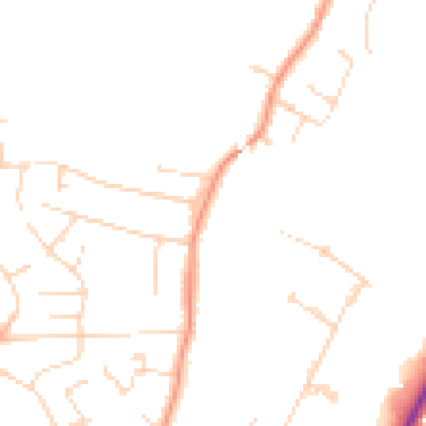 Daytime road noise heatmap for LE16 7DG