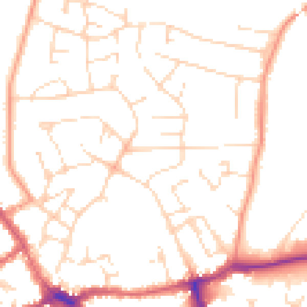 Daytime road noise heatmap for LE16 7DH