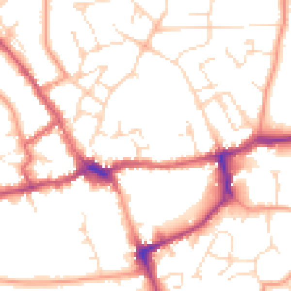 Daytime road noise heatmap for LE16 7DN