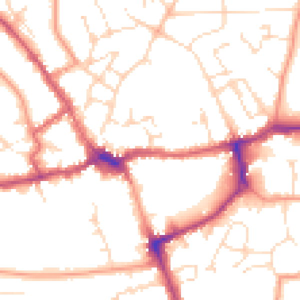 Daytime road noise heatmap for LE16 7DS