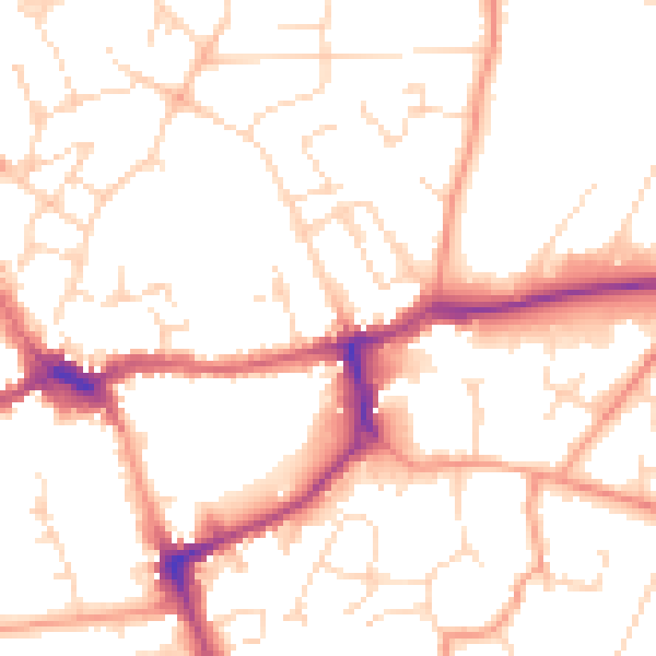 Daytime road noise heatmap for LE16 7DT