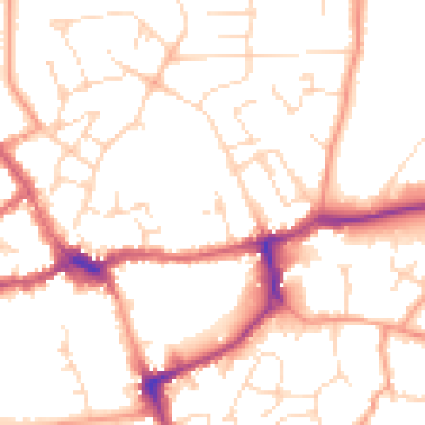 Daytime road noise heatmap for LE16 7ED