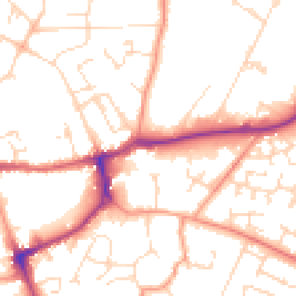 Daytime road noise heatmap for LE16 7GD