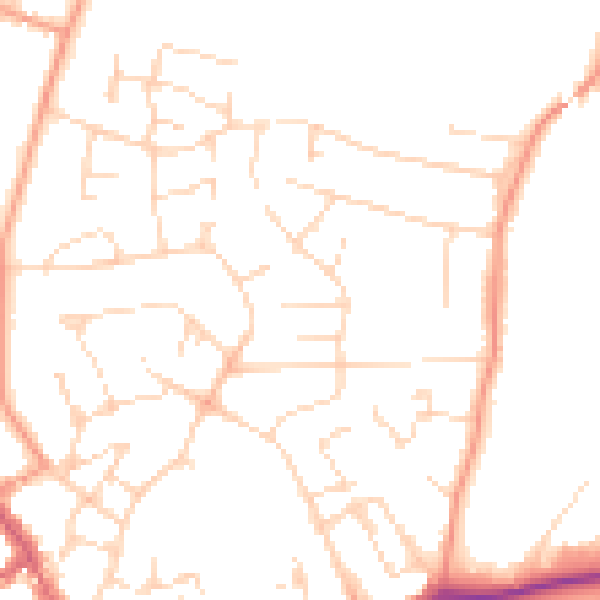 Daytime road noise heatmap for LE16 7LL