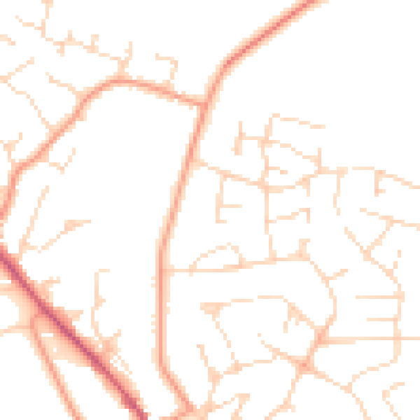 Daytime road noise heatmap for LE16 7LQ
