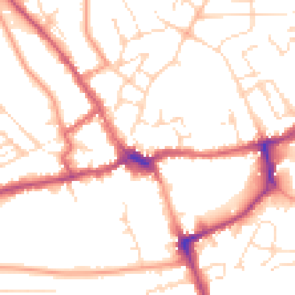 Daytime road noise heatmap for LE16 7LT