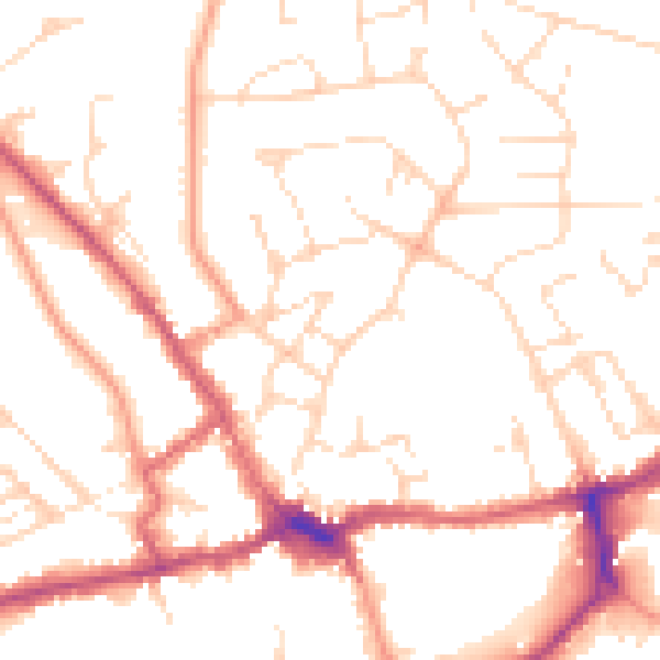 Daytime road noise heatmap for LE16 7LX