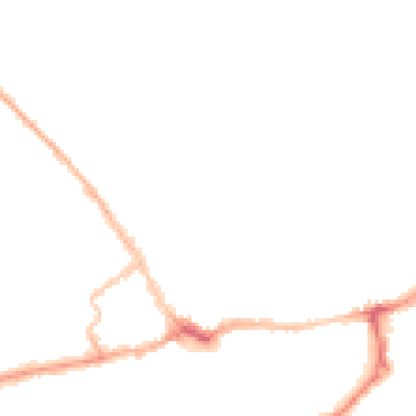 Night-time road noise heatmap for LE16 7LX