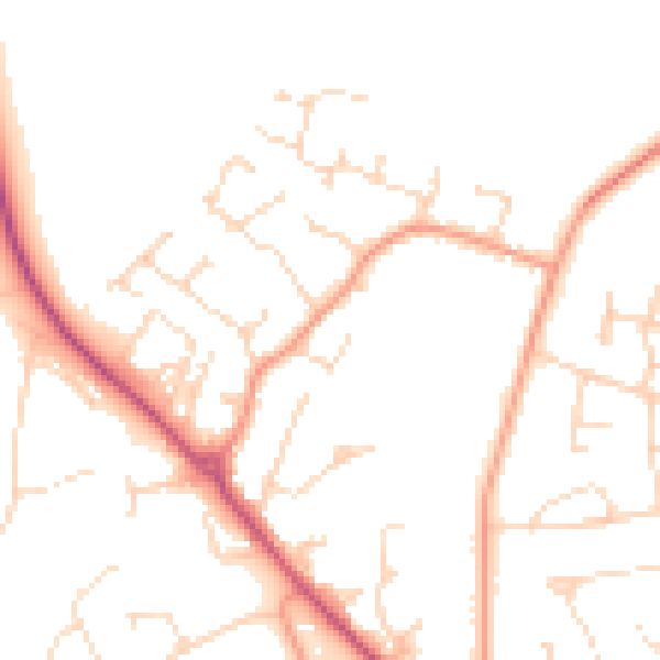 Daytime road noise heatmap for LE16 7NF