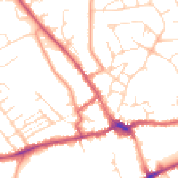 Daytime road noise heatmap for LE16 7NL