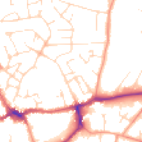Daytime road noise heatmap for LE16 7QG