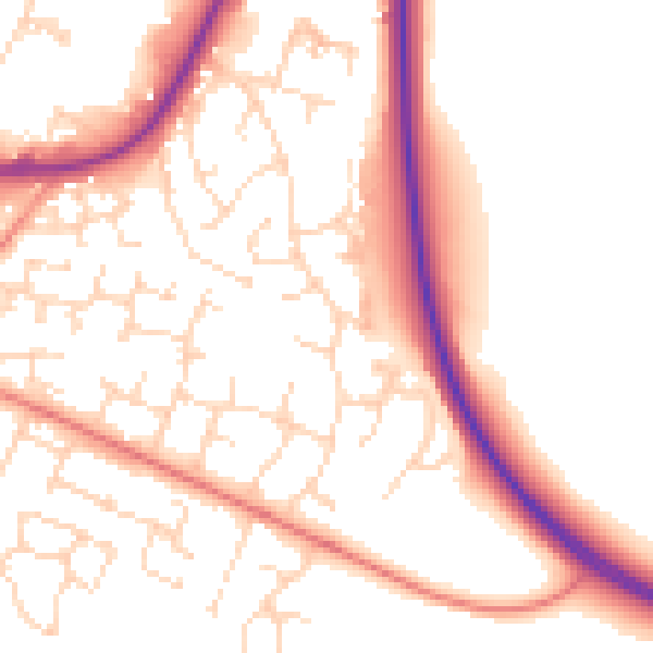 Daytime road noise heatmap for LE16 7XD