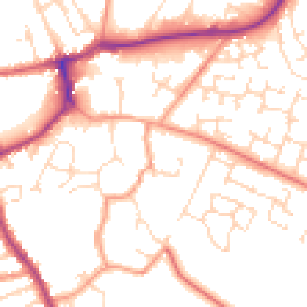Daytime road noise heatmap for LE16 8AA