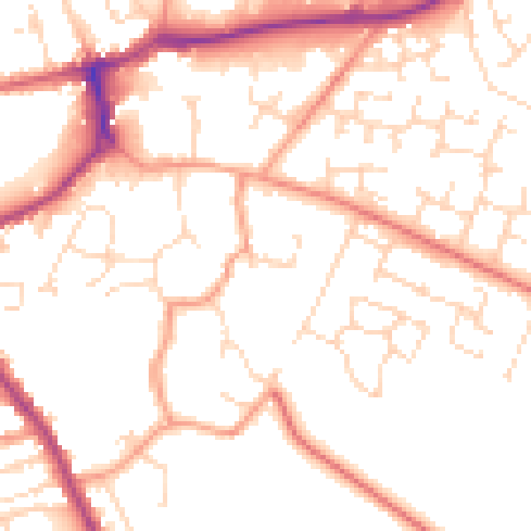 Daytime road noise heatmap for LE16 8AB