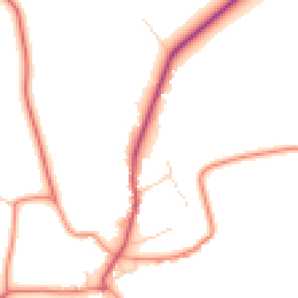 Daytime road noise heatmap for LE16 8FT