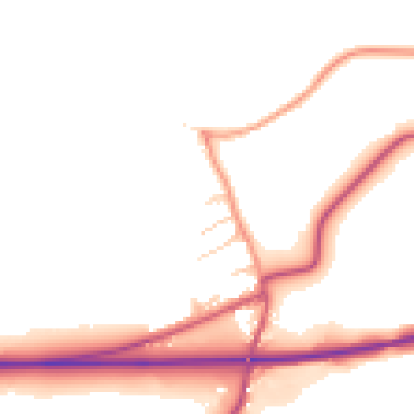 Daytime road noise heatmap for LE16 8PN