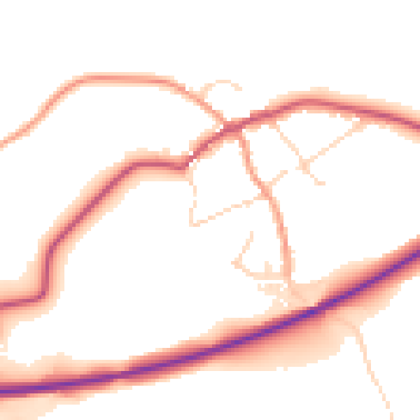 Daytime road noise heatmap for LE16 8QB