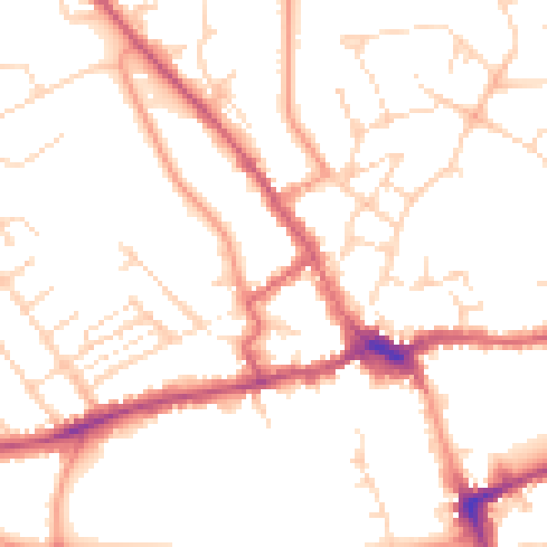 Daytime road noise heatmap for LE16 9AT