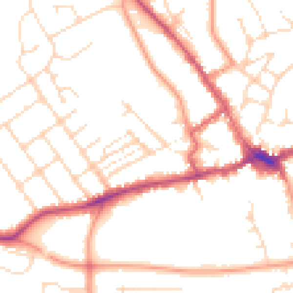 Daytime road noise heatmap for LE16 9AZ