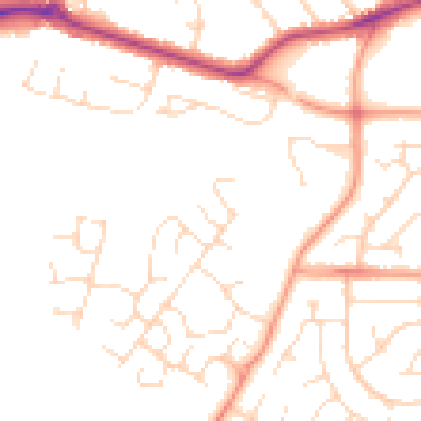 Daytime road noise heatmap for LE16 9RB
