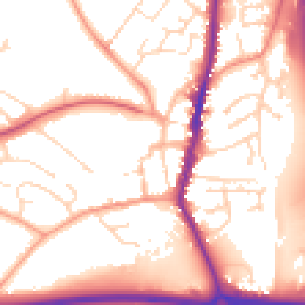 Daytime road noise heatmap for LE17 4AN