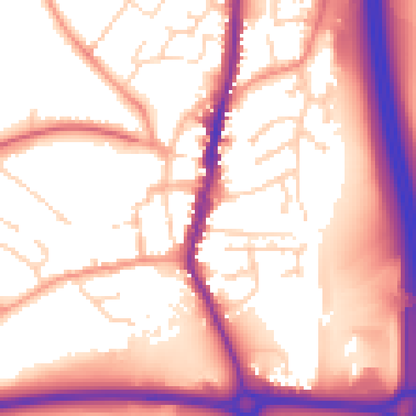 Daytime road noise heatmap for LE17 4AT
