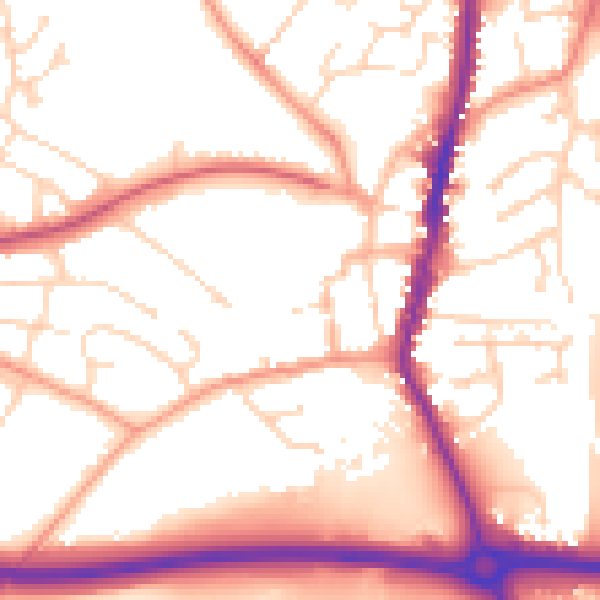 Daytime road noise heatmap for LE17 4BQ