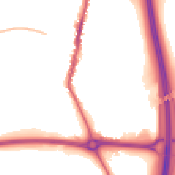 Night-time road noise heatmap for LE17 4BS
