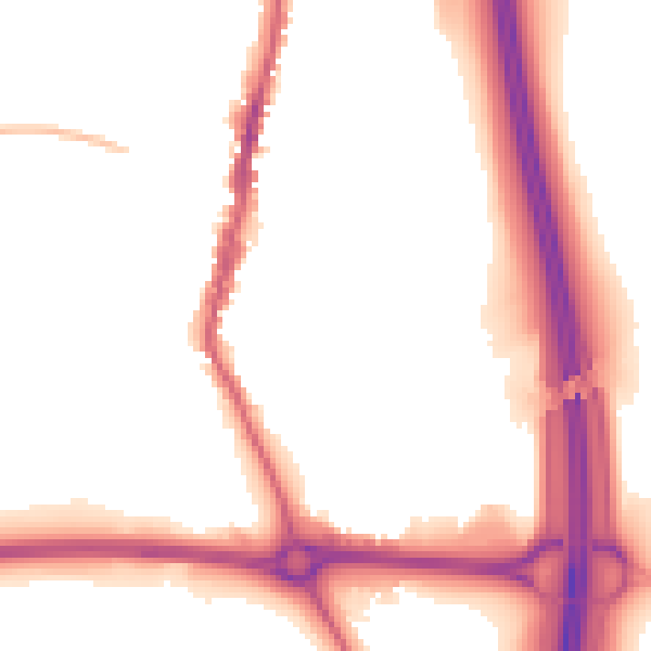 Night-time road noise heatmap for LE17 4BT