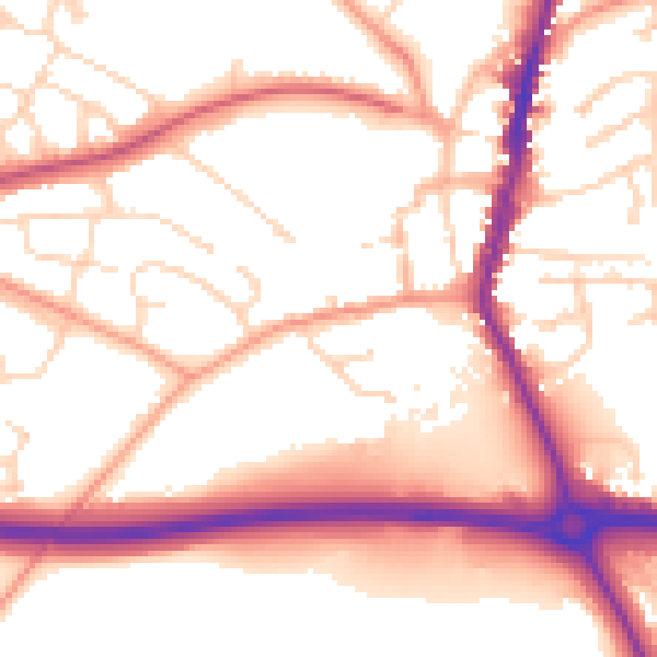 Daytime road noise heatmap for LE17 4BX