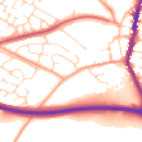 Daytime road noise heatmap for LE17 4BZ